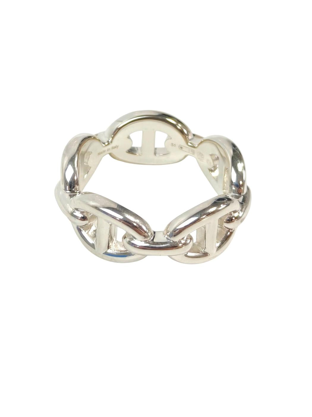 HERMES Chaine d'Ancre Enchainee Ring 925 Silver Ring Control Number: 11699
