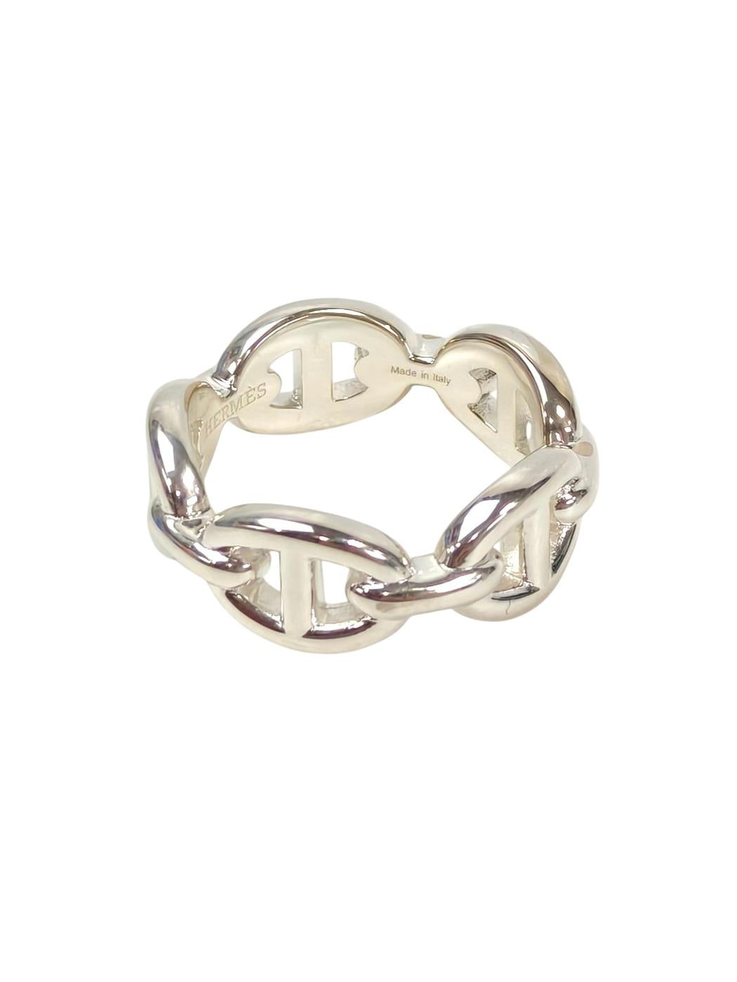 HERMES Chaine d'Ancre Enchainee Ring 925 Silver Ring Control Number: 11699