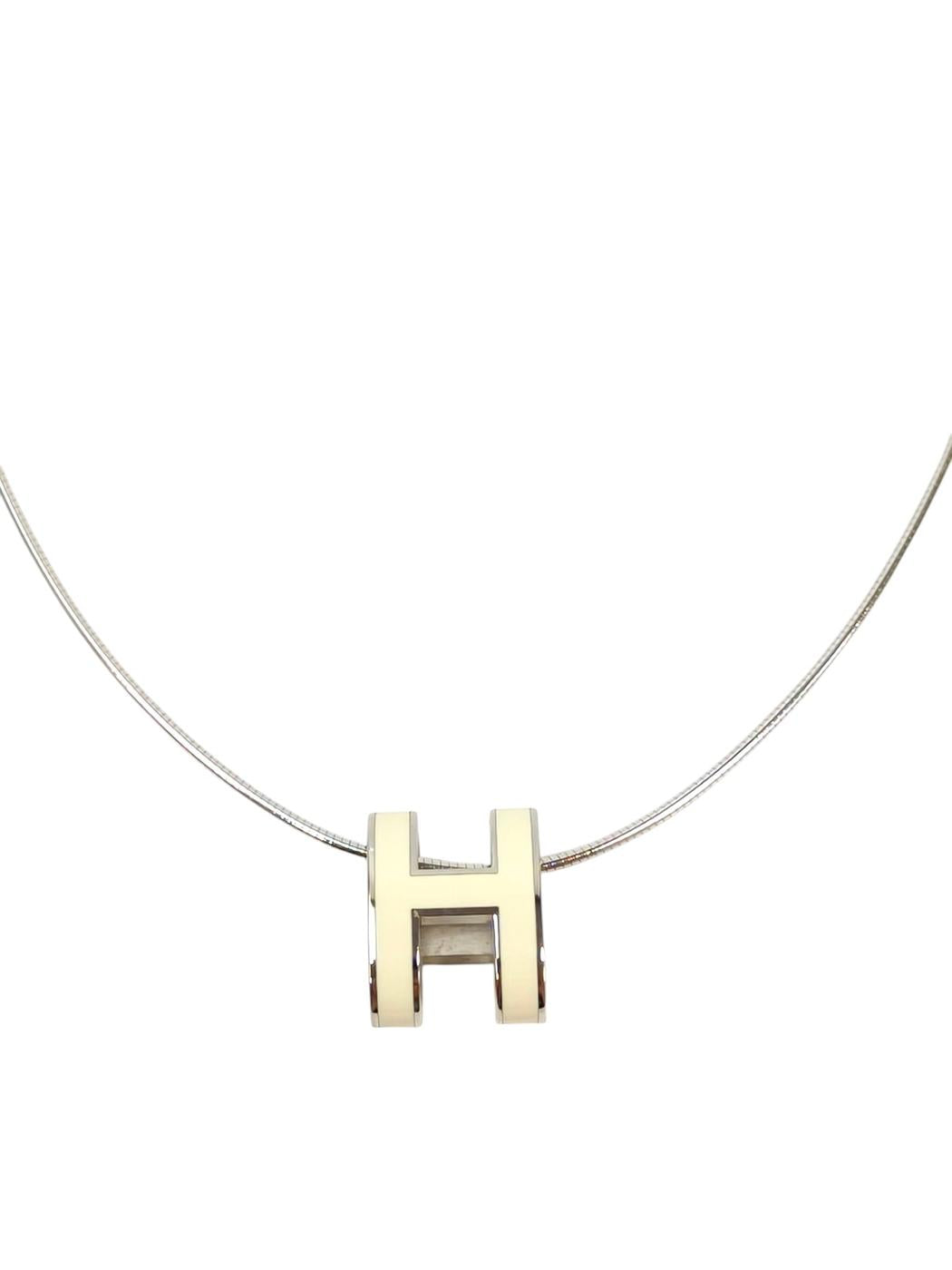 HERMES エルメス ポップH ペンダント ネックレス ホワイト×シルバー 管理番号：11709