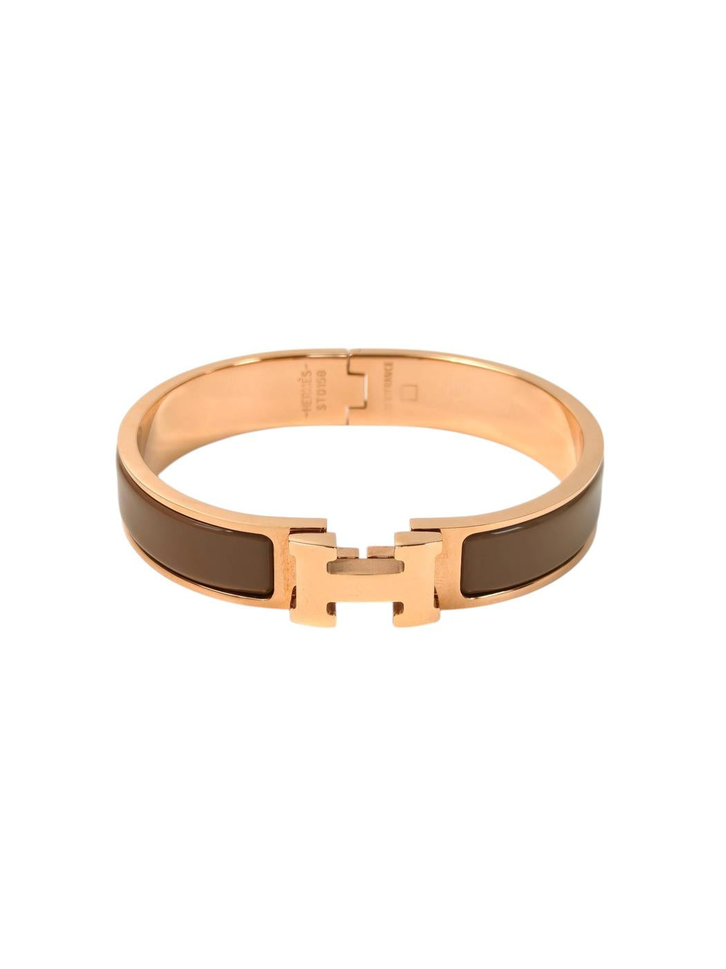HERMES エルメス クリックH ブレスレット マロン×ピンクゴールド 管理番号：11715