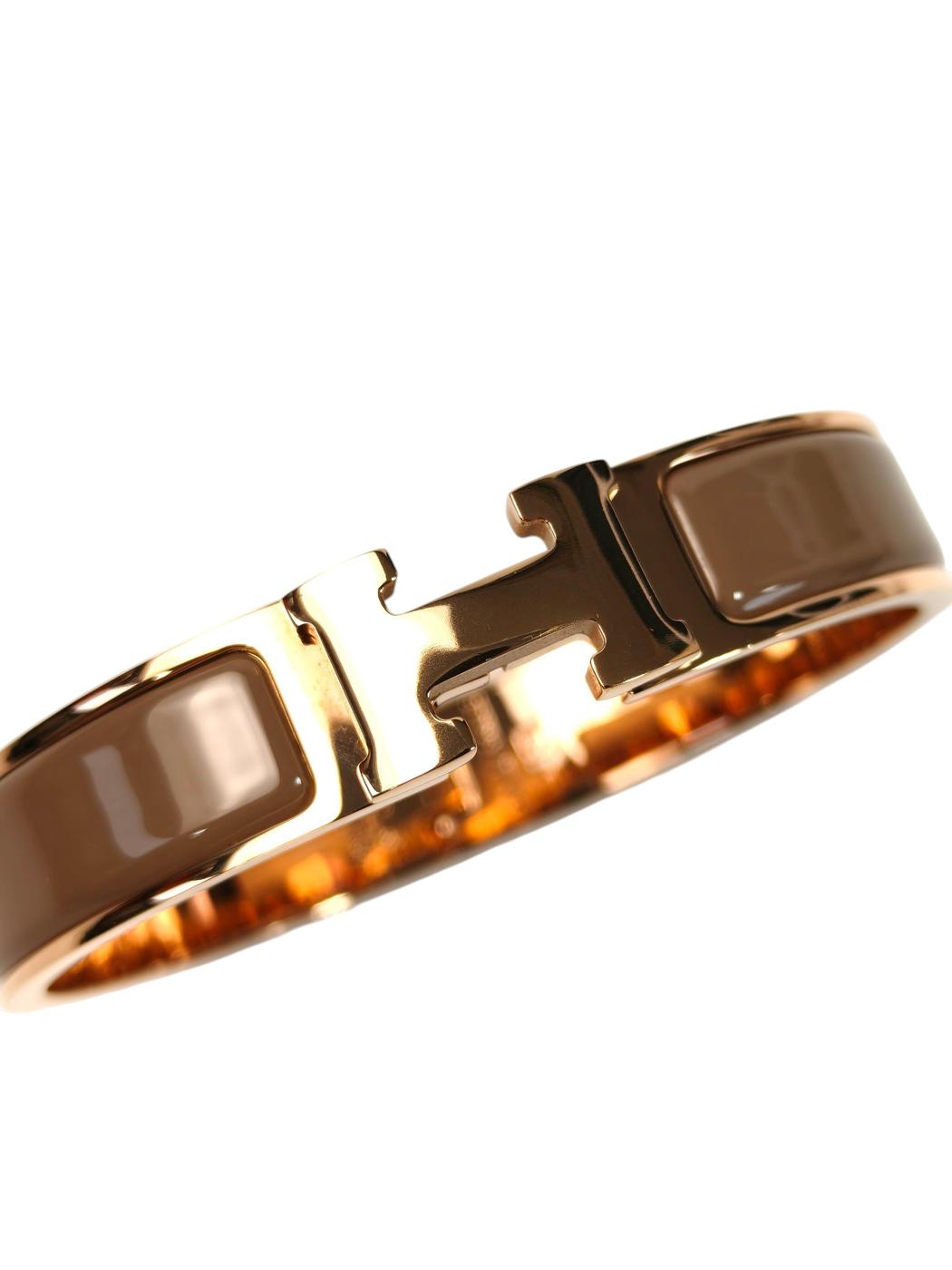 HERMES エルメス クリックH ブレスレット マロン×ピンクゴールド 管理番号：11715