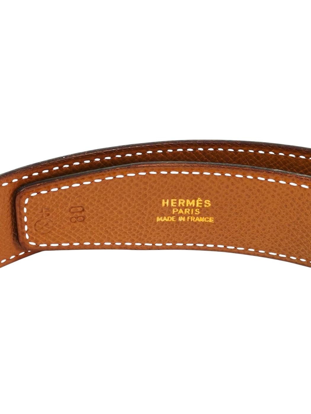 HERMES 爱马仕 Constance H扣皮带 可翻转 黑色x棕色 管理编号：11722