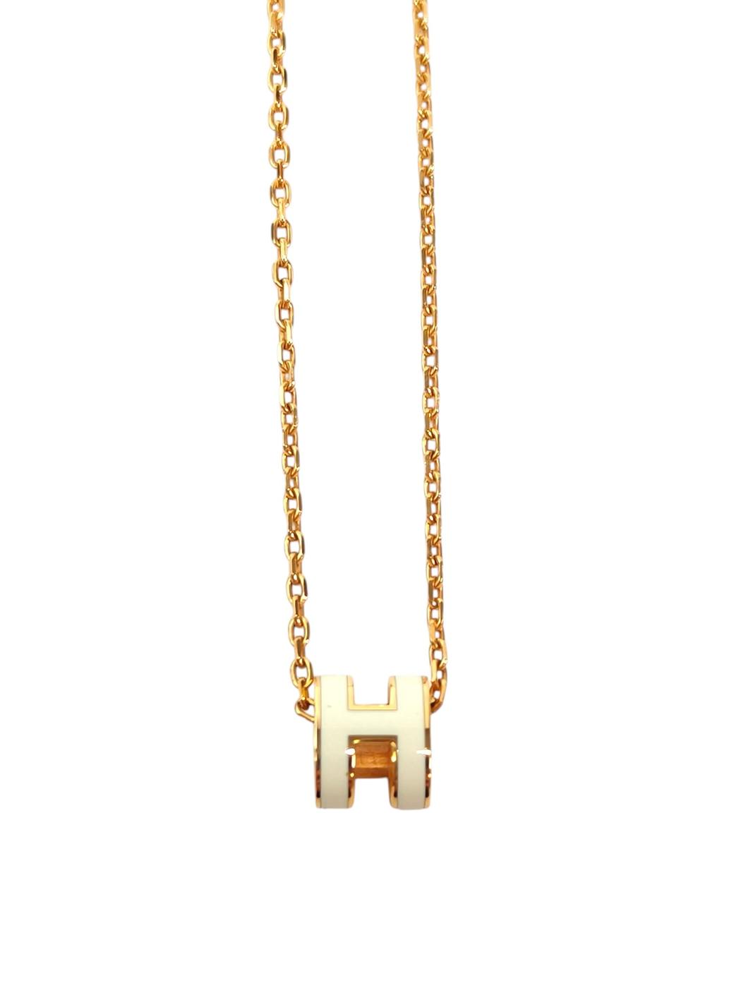 HERMES 爱马仕 Mini Pop H 项链 白色×金色 款号：11726