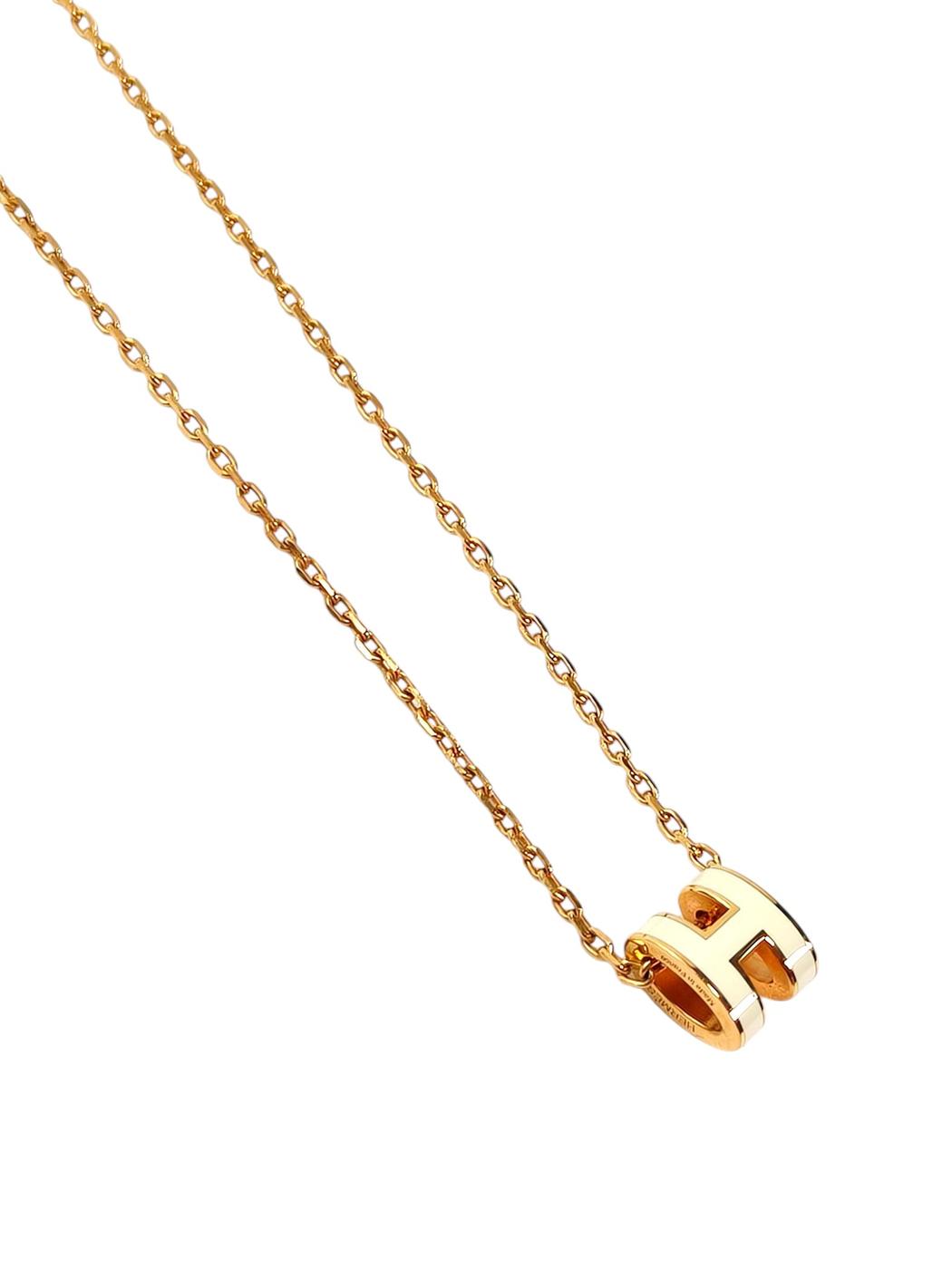HERMES 爱马仕 Mini Pop H 项链 白色×金色 款号：11726