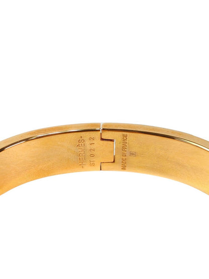 HERMES Enamel Bracelet Clic H PM, Wrist circumference 16cm, Bangle, White x Gold, Reference Number: 11740