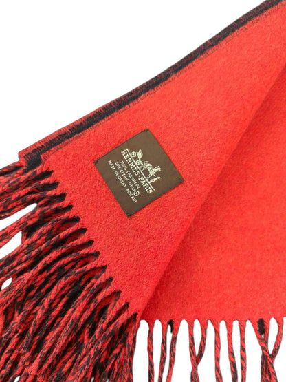 HERMES エルメス リバーシブル マフラー 紺×赤 カシミヤ100％ 管理番号：11743