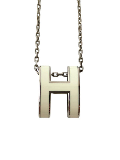 HERMES エルメス ポップH 白×銀 ネックレス メタル ラッカー 管理番号：11772