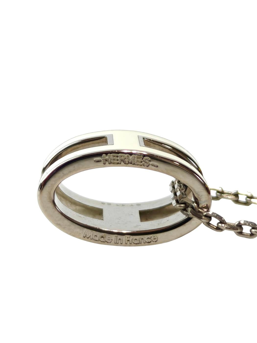 HERMES エルメス ポップH 白×銀 ネックレス メタル ラッカー 管理番号：11772