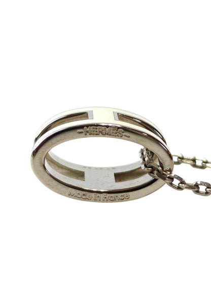 HERMES エルメス ポップH 白×銀 ネックレス メタル ラッカー 管理番号：11772