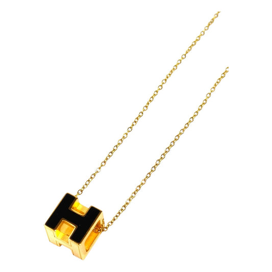 HERMES エルメス カシュードアッシュ Hキューブ ネックレス 黒 管理番号：11780