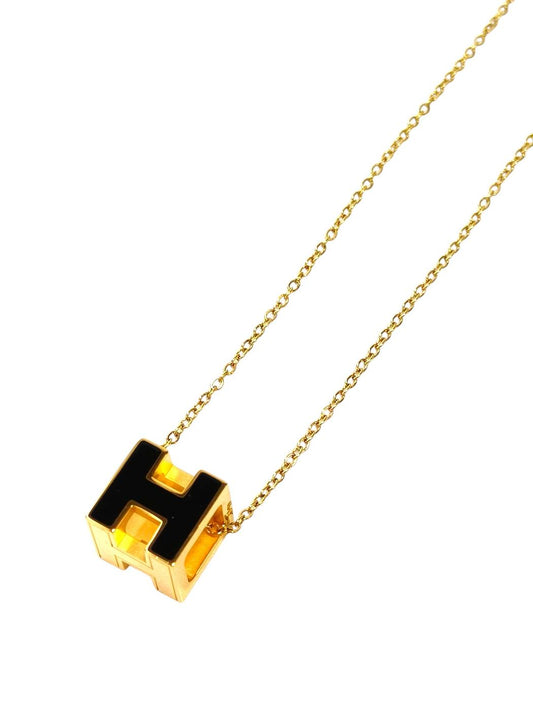 HERMES エルメス カシュードアッシュ Hキューブ ネックレス 黒 管理番号：11780