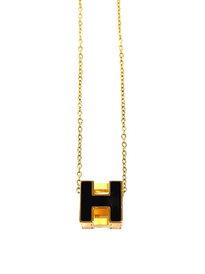 HERMES エルメス カシュードアッシュ Hキューブ ネックレス 黒 管理番号：11780