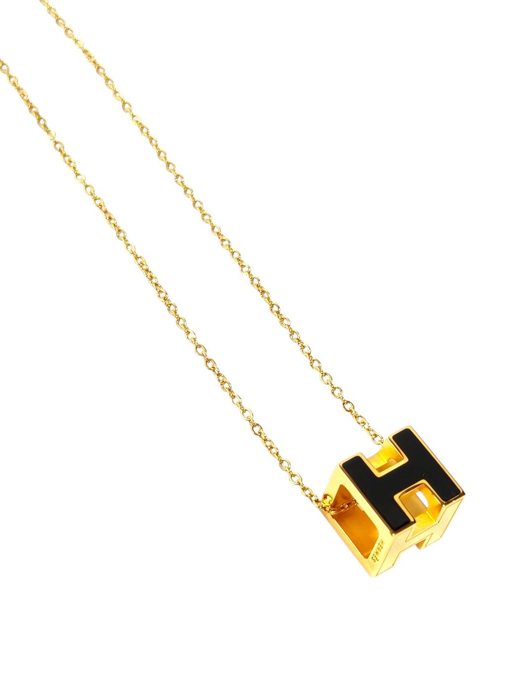 HERMES エルメス カシュードアッシュ Hキューブ ネックレス 黒 管理番号：11780