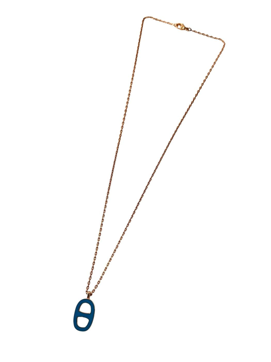 HERMES エルメス シェーヌダンクル ネックレス 青×金 管理番号：11784