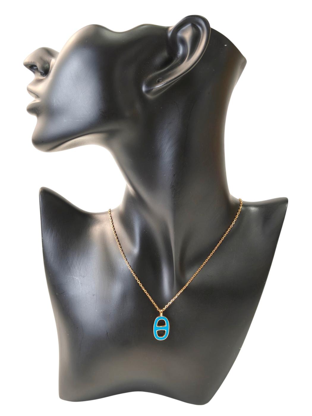 HERMES エルメス シェーヌダンクル ネックレス 青×金 管理番号：11784