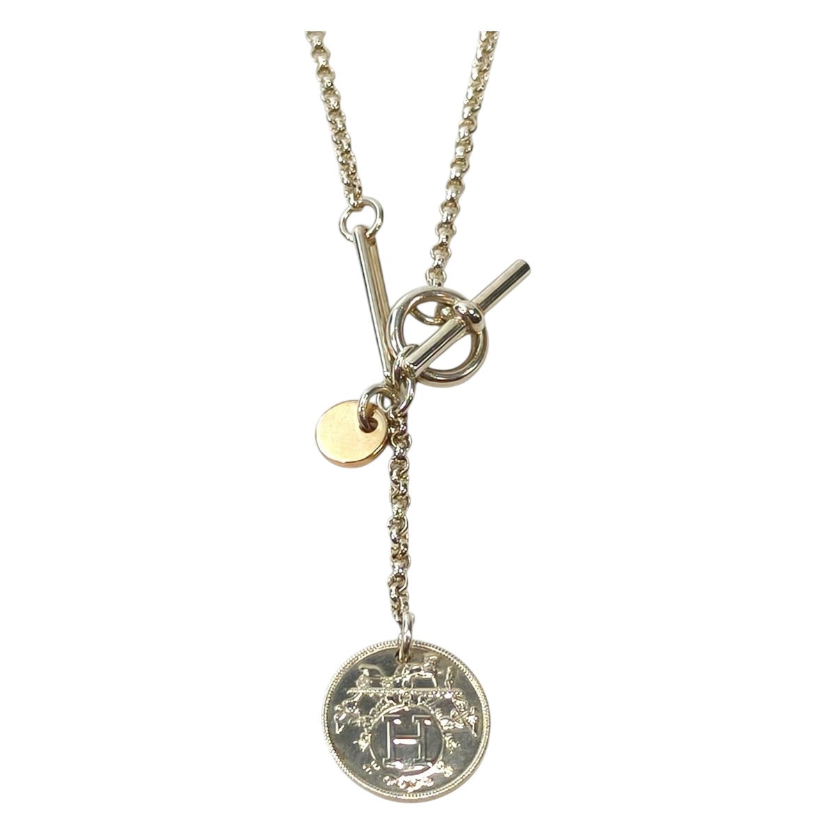 HERMES Ex-Libris 925/750 Combo Amulet Necklace Silver Management Number: 11809
