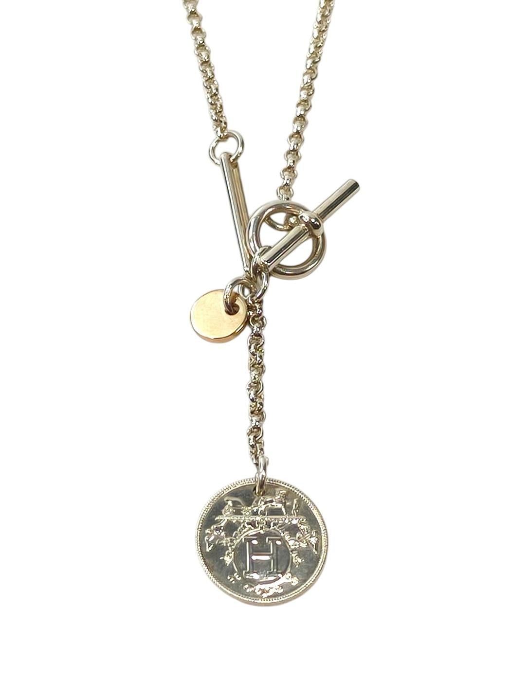 HERMES Ex-Libris 925/750 Combo Amulet Necklace Silver Management Number: 11809