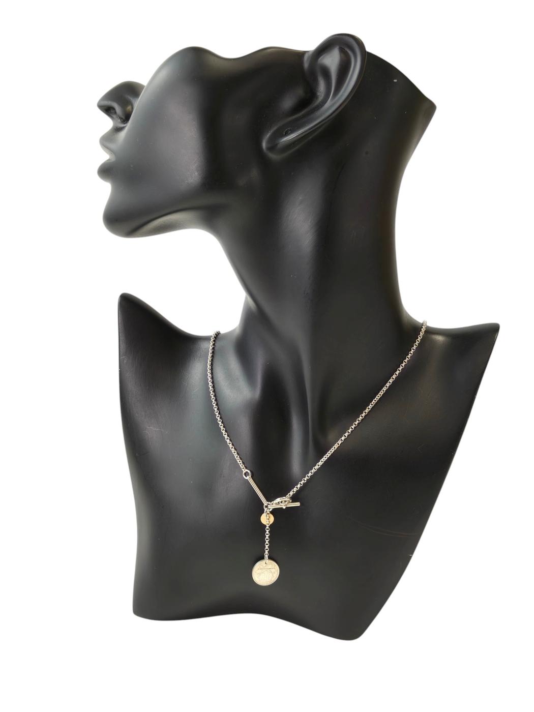 HERMES Ex-Libris 925/750 Combo Amulet Necklace Silver Management Number: 11809