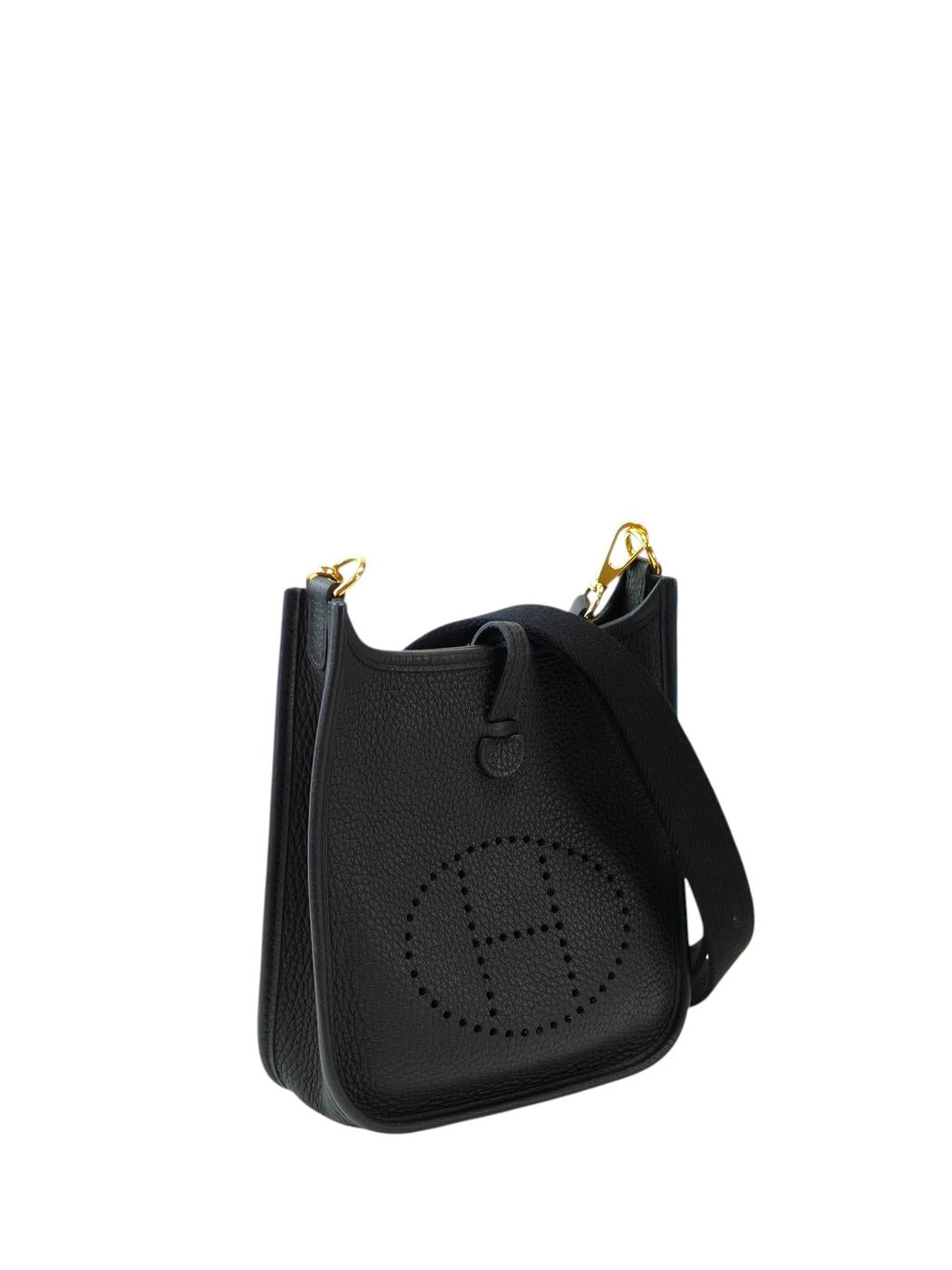 HERMES 爱马仕 Evelyne TPM Taurillon U刻印 单肩包 黑色 管理编号：11843