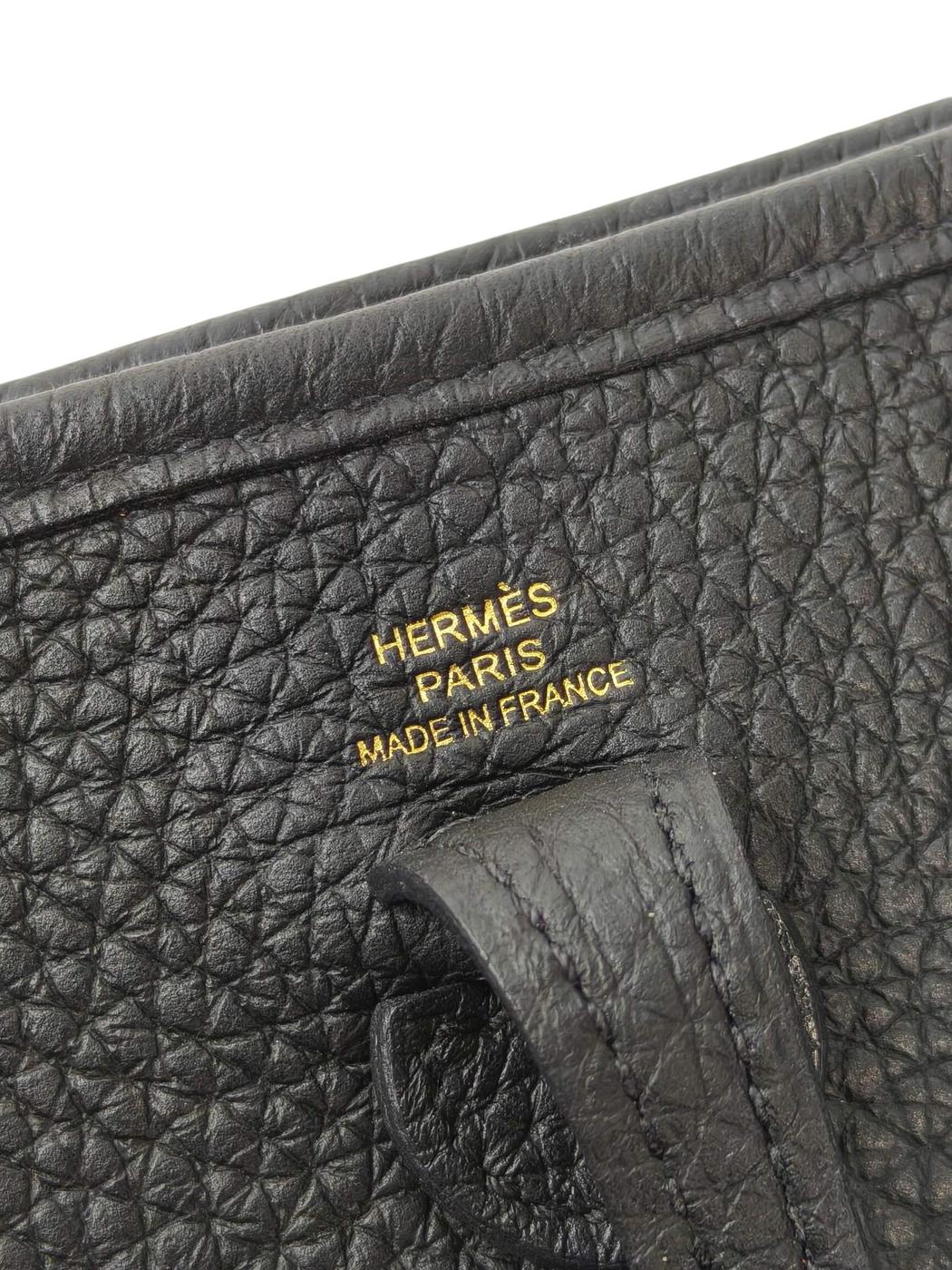 HERMES 爱马仕 Evelyne TPM Taurillon U刻印 单肩包 黑色 管理编号：11843