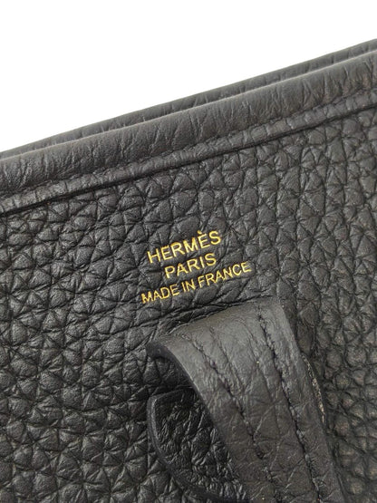 HERMES 爱马仕 Evelyne TPM Taurillon U刻印 单肩包 黑色 管理编号：11843