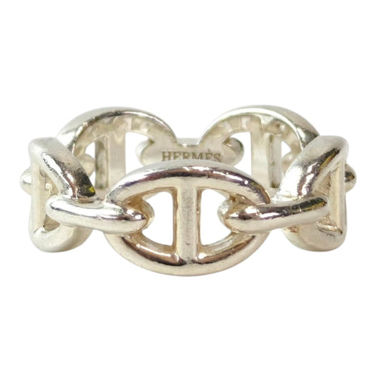 HERMES Chaine d'Ancre Enchainee #54 Ag925 Silver Ring, Size 14, Control Number: 11853