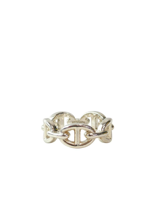 HERMES Chaine d'Ancre Enchainee #54 Ag925 Silver Ring, Size 14, Control Number: 11853
