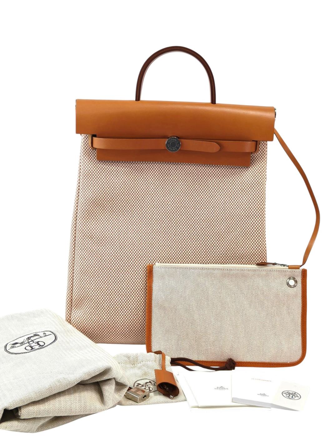 HERMES Herbag Zip Ad Toile GM Calf ZTS007 Backpack Brown Control Number: 11857