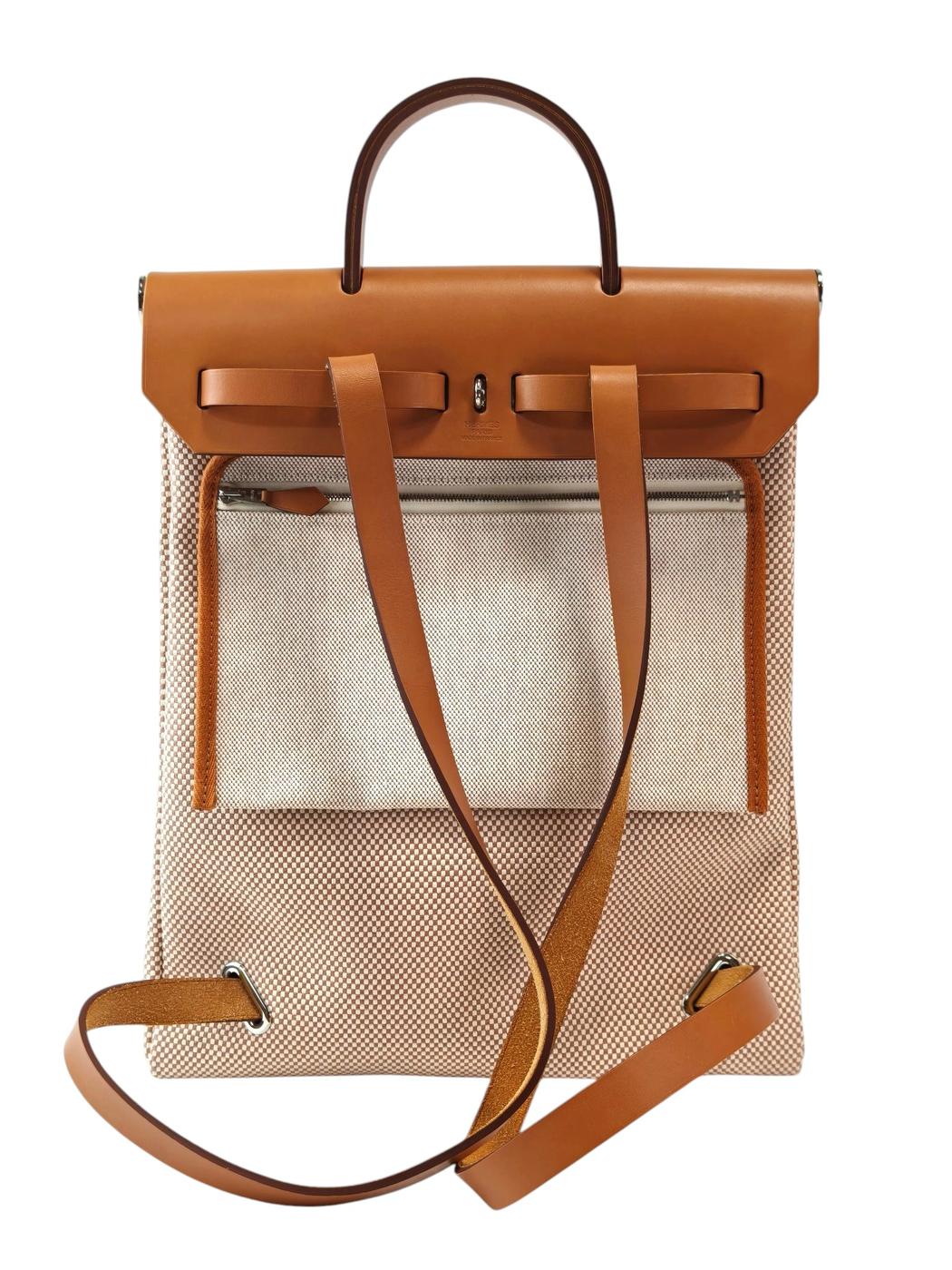 HERMES Herbag Zip Ad Toile GM Calf ZTS007 Backpack Brown Control Number: 11857