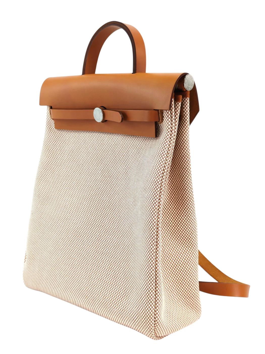 HERMES Herbag Zip Ad Toile GM Calf ZTS007 Backpack Brown Control Number: 11857