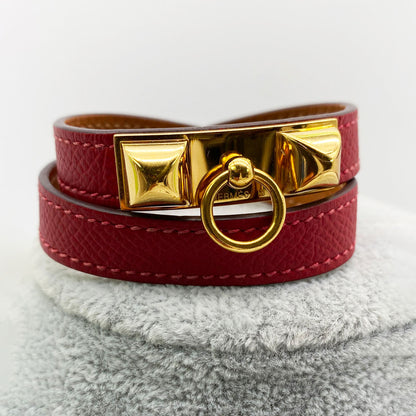 エルメス コリエドシアン ドゥブルトゥール ブレスレット 2連 バングル ボルドー 管理番号：8377