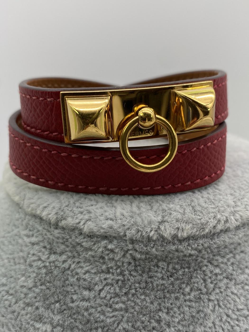 エルメス コリエドシアン ドゥブルトゥール ブレスレット 2連 バングル ボルドー 管理番号：8377