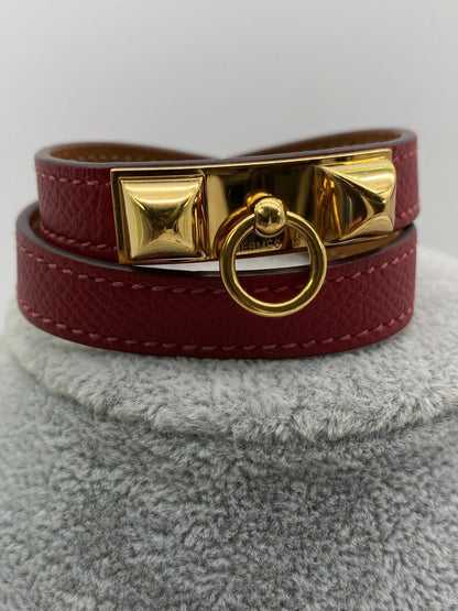 エルメス コリエドシアン ドゥブルトゥール ブレスレット 2連 バングル ボルドー 管理番号：8377