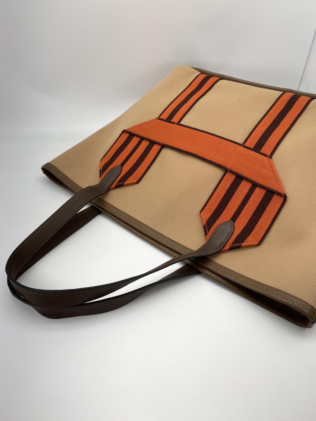 エルメス HERMES ピュールサングル U刻印 チャイ・カカオ  トワル トリヨンクレマンス ユニセックス トートバッグ 茶色 2022年製 管理番号：9036