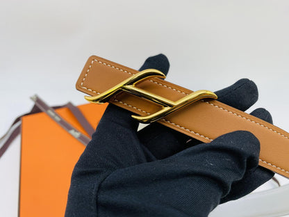 【新品同様】エルメス HERMES ベルトバックル 《HDN》 &レザーベルト(キット)  24 mm 管理番号：9159