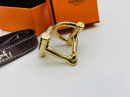 【新品同様】エルメス HERMES スカーフリング 90 ドゥブルD ゴールド 箱 保存袋付 管理番号：9160