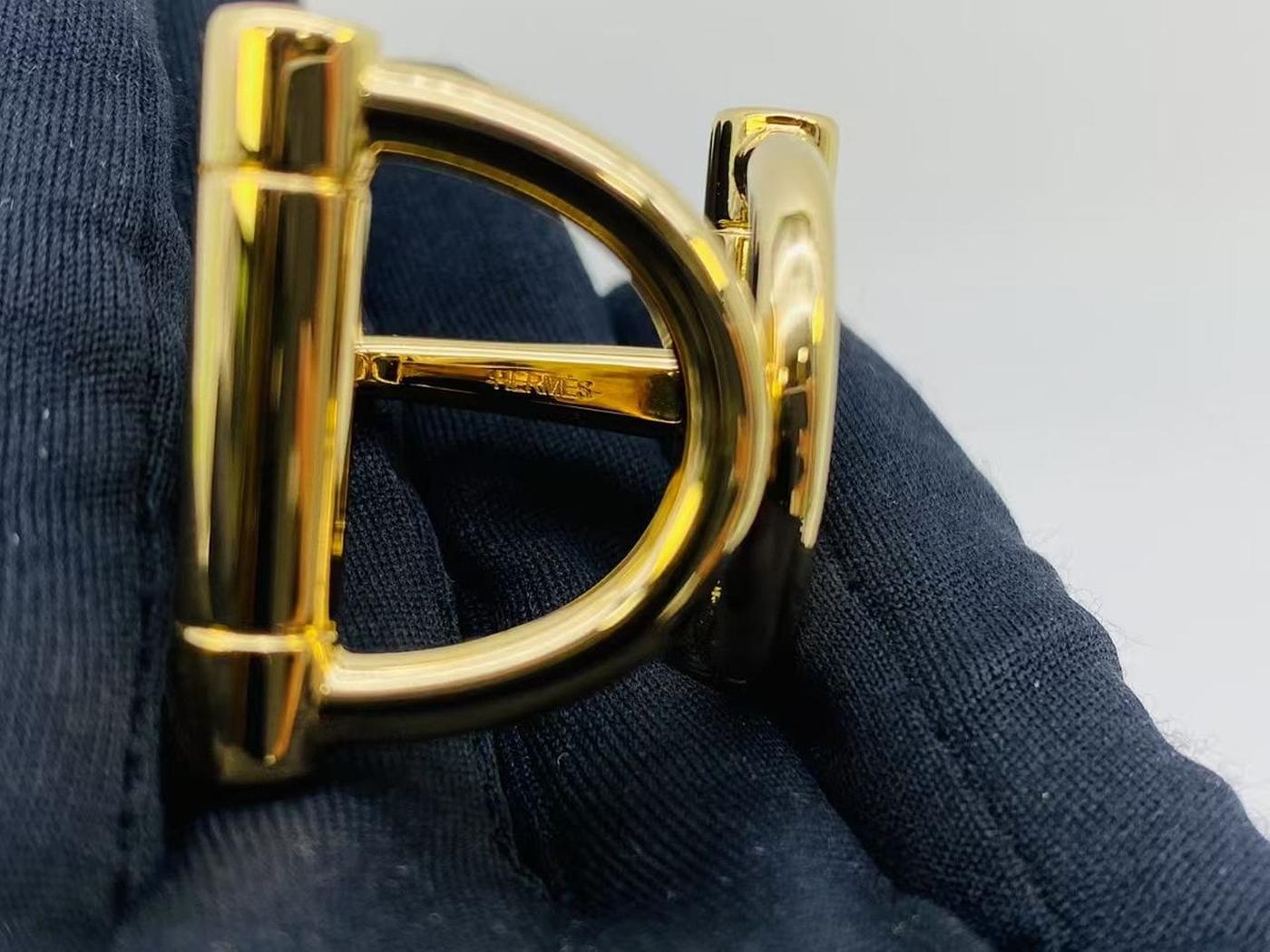 【新品同様】エルメス HERMES スカーフリング 90 ドゥブルD ゴールド 箱 保存袋付 管理番号：9160