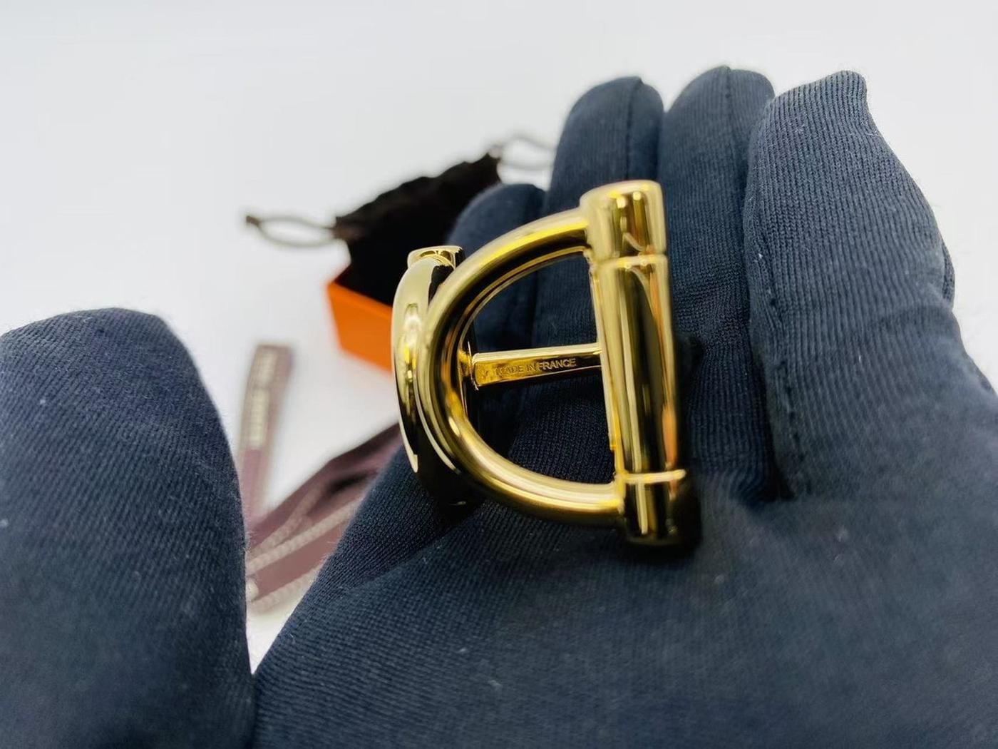 【新品同様】エルメス HERMES スカーフリング 90 ドゥブルD ゴールド 箱 保存袋付 管理番号：9160