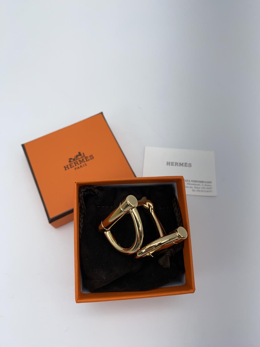 【新品同様】エルメス HERMES スカーフリング 90 ドゥブルD ゴールド 箱 保存袋付 管理番号：9160