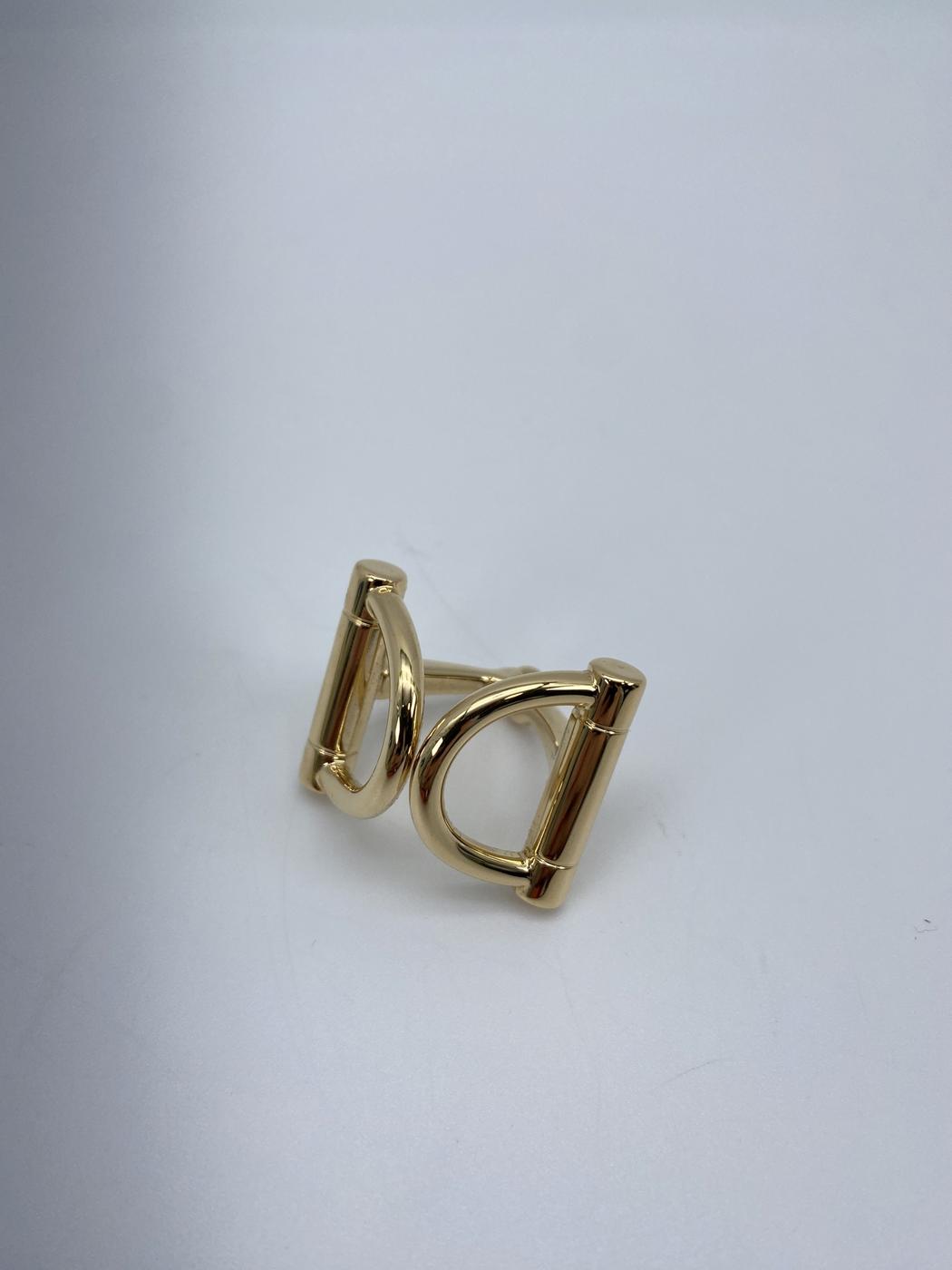 【新品同様】エルメス HERMES スカーフリング 90 ドゥブルD ゴールド 箱 保存袋付 管理番号：9160