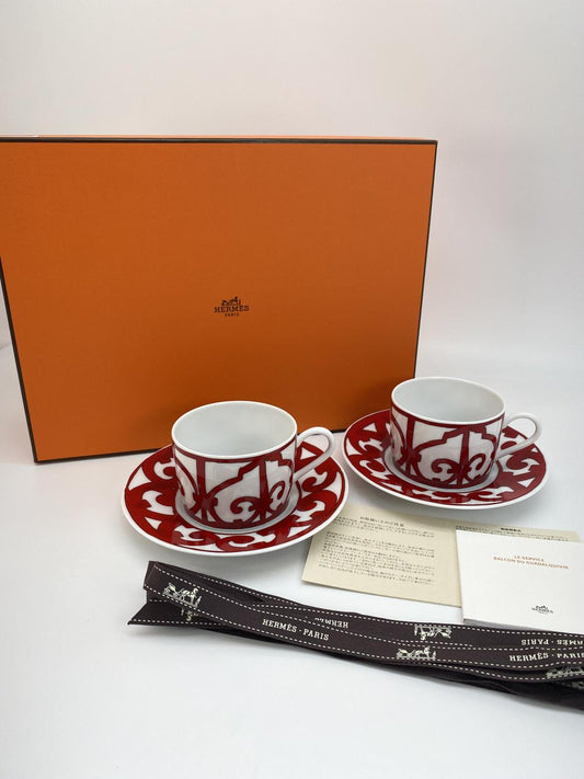 【新品同様】エルメス HERMES ガダルキヴィール ティーカップ＆ソーサー 160ml ペア 管理番号：9161