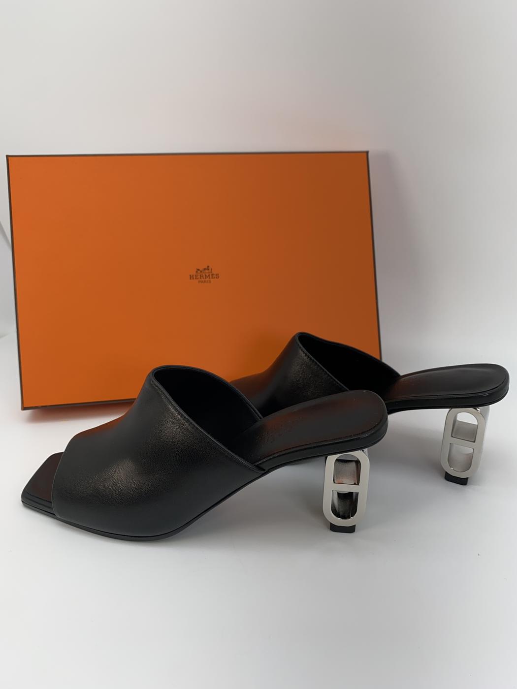 【近全新】爱马仕 Chaine d'Ancre Iconic 60 凉鞋，黑色，38 码，参考编号：9167