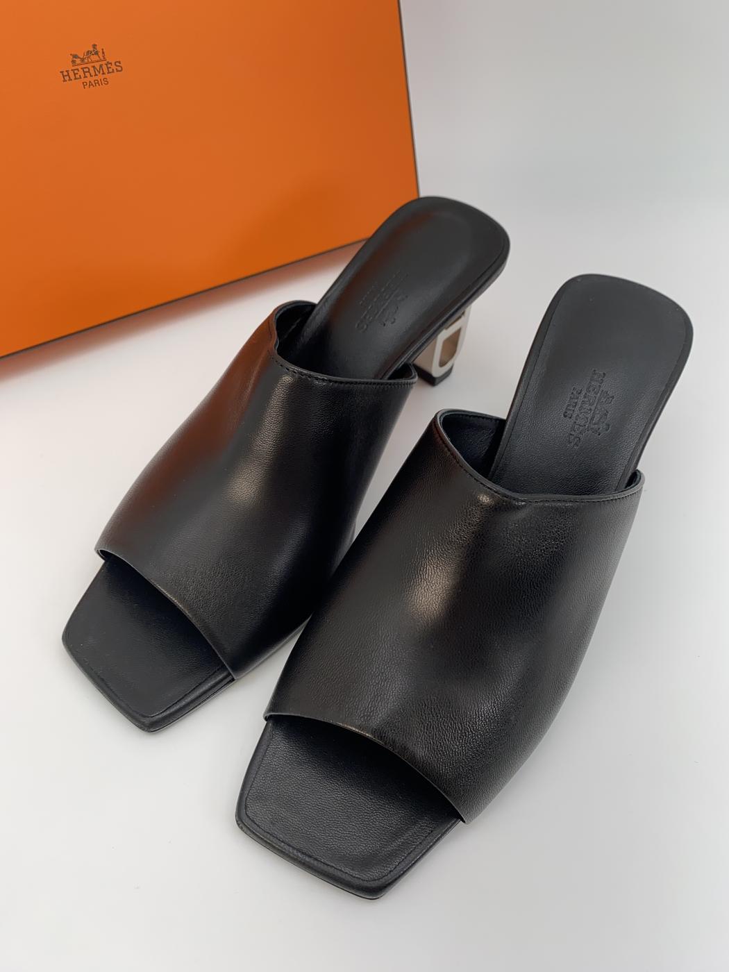【近全新】爱马仕 Chaine d'Ancre Iconic 60 凉鞋，黑色，38 码，参考编号：9167