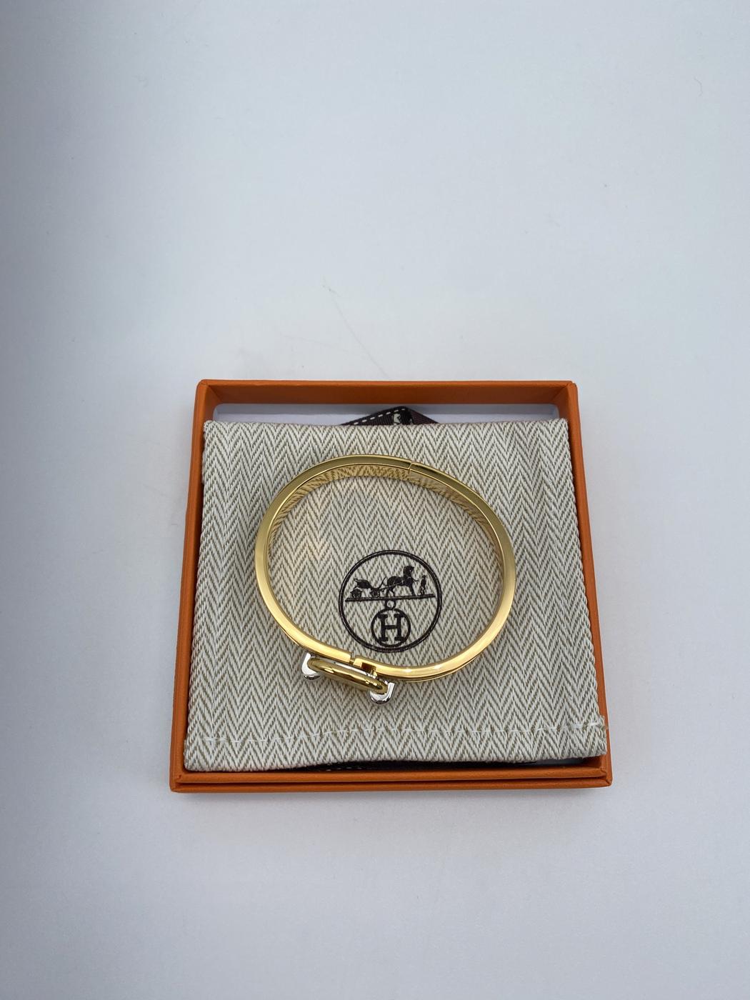 新品同様 HERMES エルメス ブレスレット ミニクリック シェーヌダンクル PM ゴールド/黒(ブラック) ゴールド金具 管理番号：9173