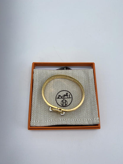 新品同様 HERMES エルメス ブレスレット ミニクリック シェーヌダンクル PM ゴールド/黒(ブラック) ゴールド金具 管理番号：9173