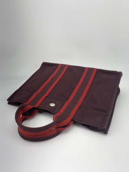 爱马仕 Foul Tote PM 手提包，帆布，波尔多红，参考编号：9211