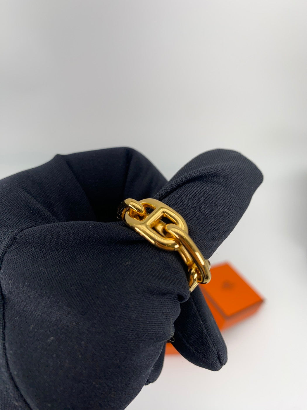 爱马仕 Chaine d'Ancre 丝巾戒指，金色，GP 控制编号：9224