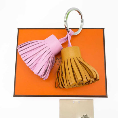 HERMES カルメン ウノドス シルベストル セサミ ピンク ブラウン チャーム キーホルダー 管理番号：9243
