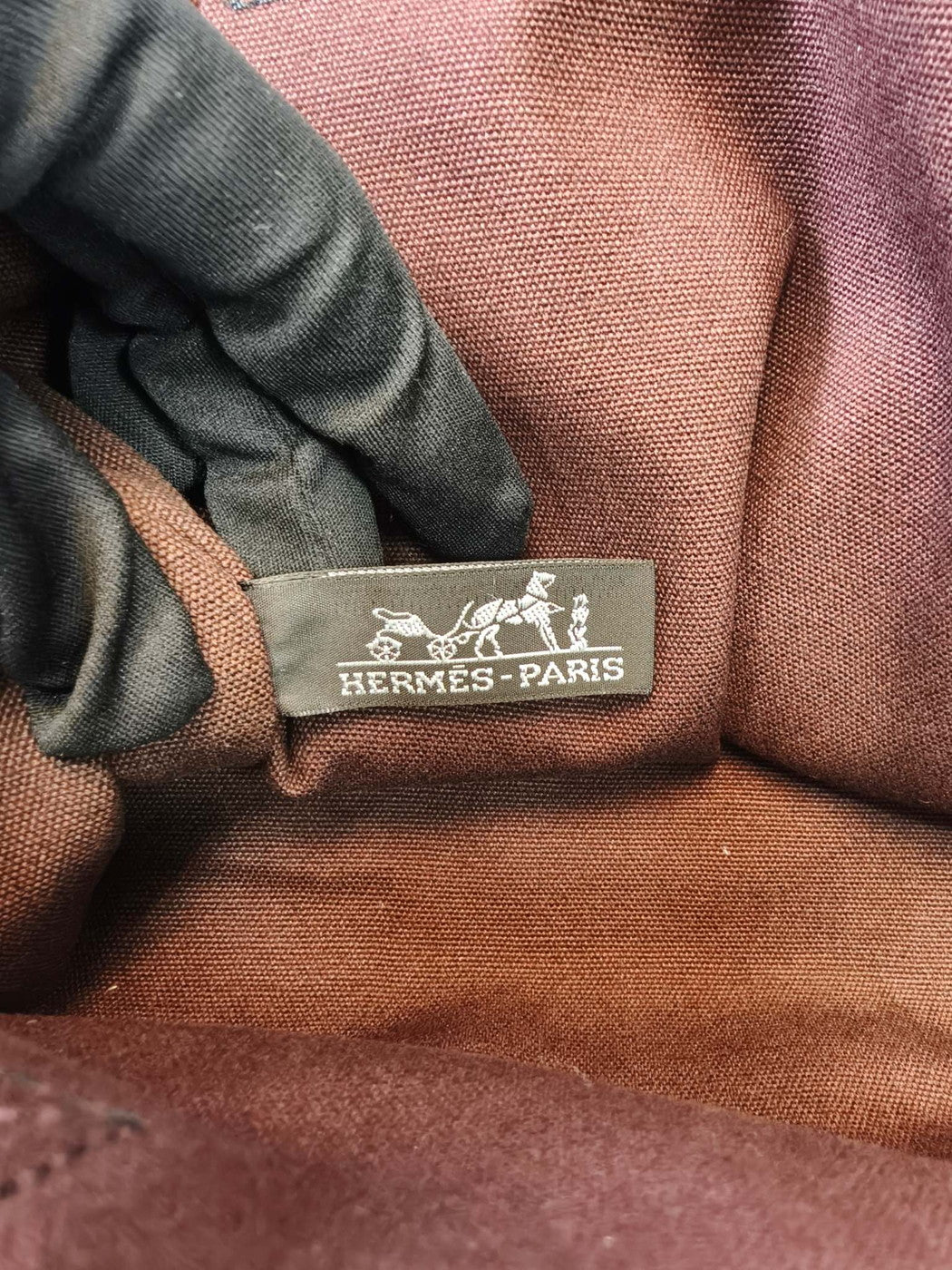 爱马仕 Hermès Foul Tou Cabas 帆布双色波尔多黑托特包 参考编号：9692