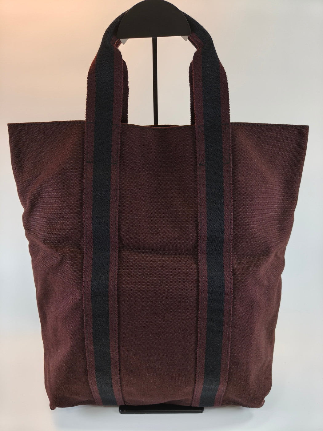 爱马仕 Hermès Foul Tou Cabas 帆布双色波尔多黑托特包 参考编号：9692